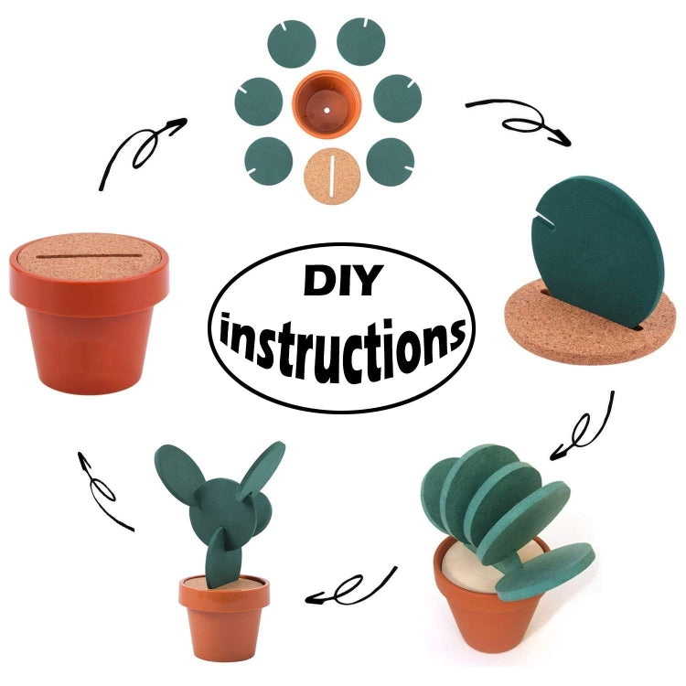 Sous-verre cactus fantaisie à faire soi-même, dessous de tasse isolant antidérapant, rangement de maison, décoration de bureau multifonction, dessous de verre cactus