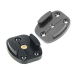 Base de trépied à dégagement rapide en aluminium à 4 trous pour caméra sportive, noire, avec écrou intégré noir.