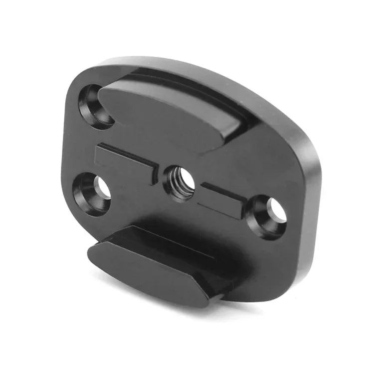 Base de trépied à dégagement rapide en aluminium à 4 trous pour caméra sportive, noire, avec écrou intégré noir.