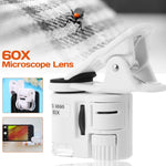 Microscope HD pour téléphone portable 9595W1 avec grossissement 60 fois et lumière LED