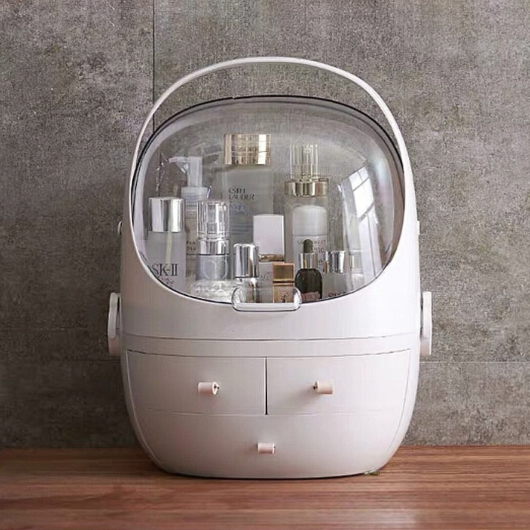 Boîte de rangement ronde transparente portative anti-poussière de type tiroir cosmétique, petite poudre de beauté, petite perle blanche