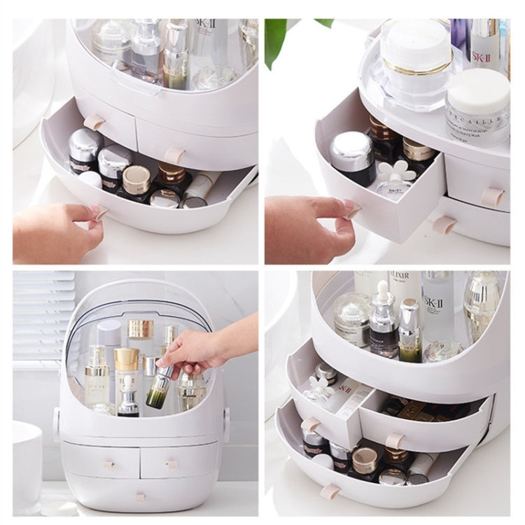 Boîte de rangement ronde transparente portative anti-poussière de type tiroir cosmétique, petite poudre de beauté, petite perle blanche
