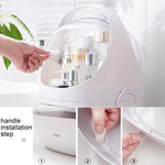 Boîte de rangement ronde transparente portative anti-poussière de type tiroir cosmétique, petite poudre de beauté, petite perle blanche