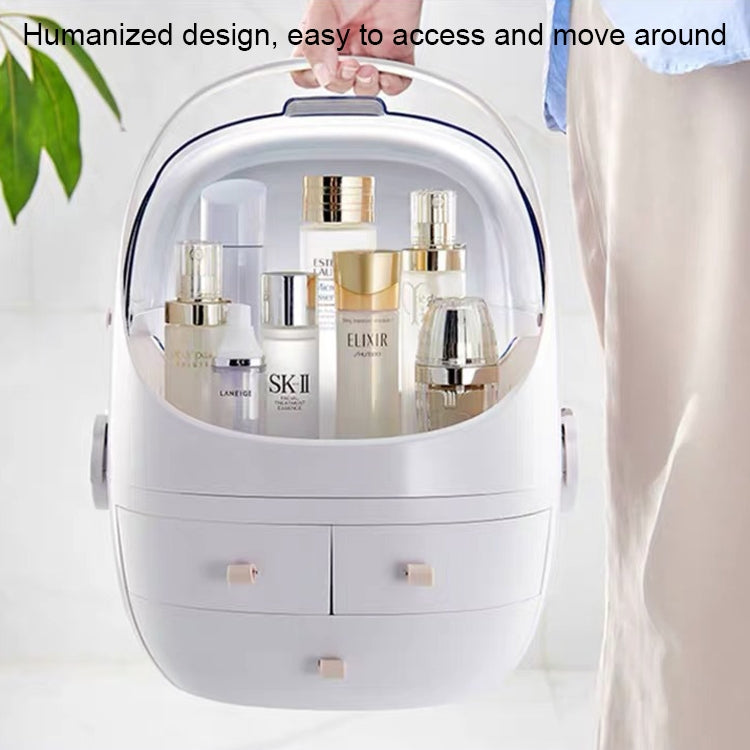 Boîte de rangement ronde transparente portative anti-poussière de type tiroir cosmétique, petite poudre de beauté, petite perle blanche