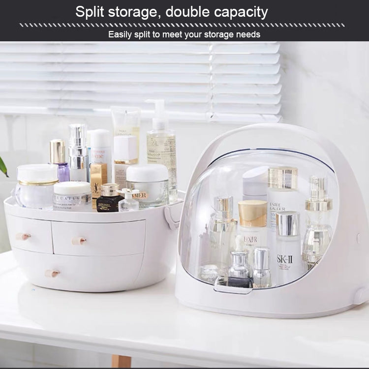 Boîte de rangement ronde transparente portative anti-poussière de type tiroir cosmétique, petite poudre de beauté, petite perle blanche
