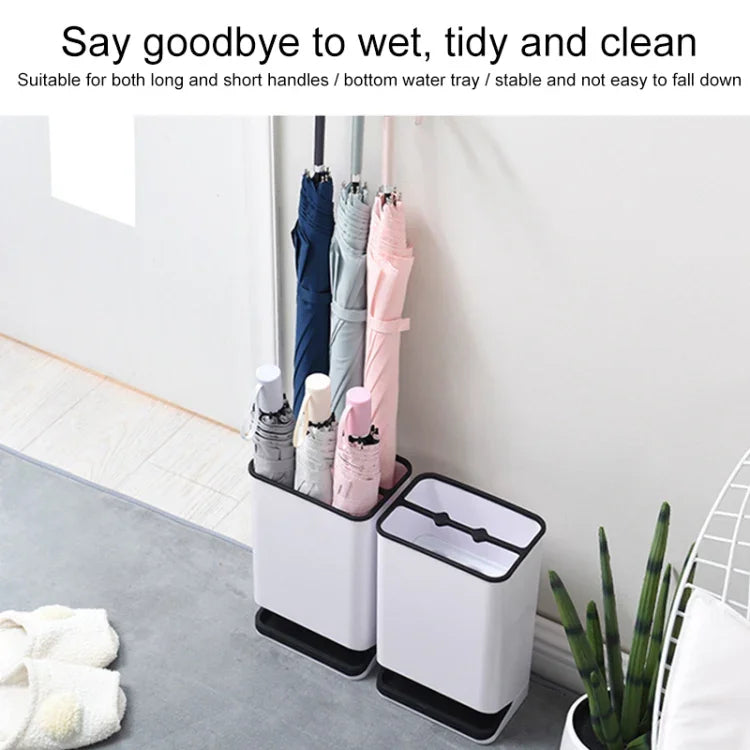 Support de rangement pour parapluie en plastique détachable et étanche avec séparation