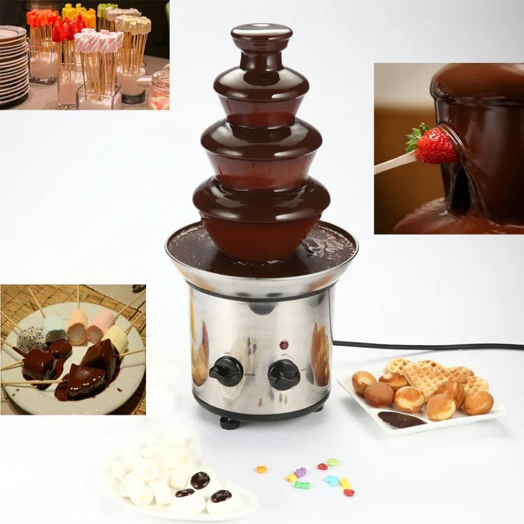 Fontaine à chocolat électrique à 4 étages, machine à fondue au chocolat fondant, cascade à chocolat, 4 niveaux