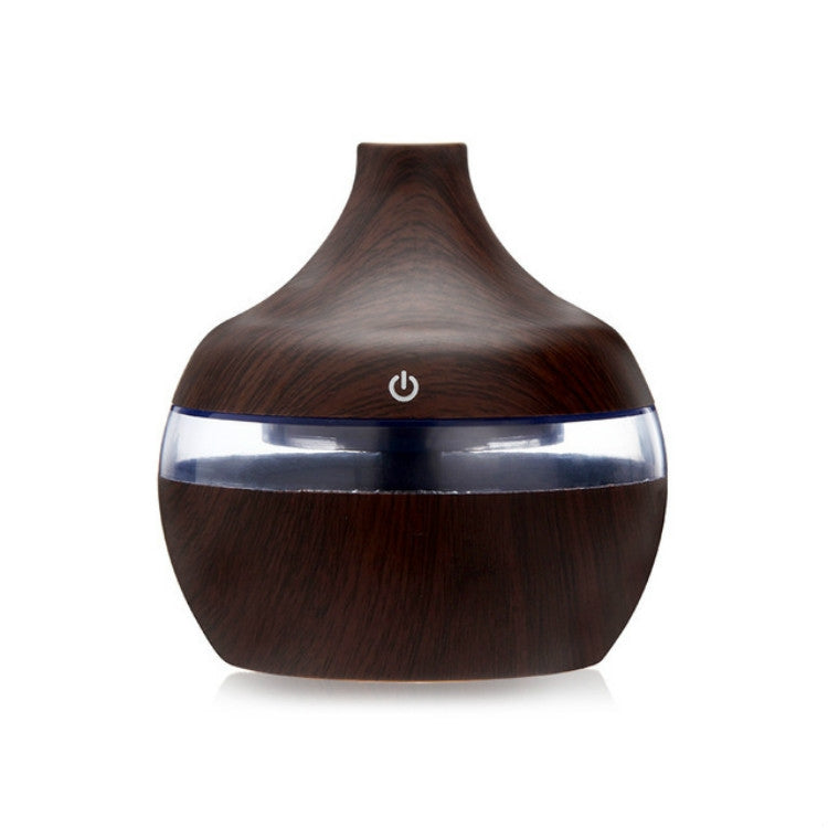 Humidificateur purificateur d'air en forme de goutte d'eau, en bois, de 300 ml, avec port USB, grain de bois foncé, silencieux, pour aromathérapie