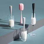 Brosse éponge à long manche pour tasses, tasses à café, bouteilles, verres, blanc, noir, rose, gris