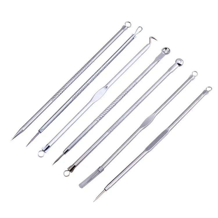 Ensemble d'aiguilles à acné en acier inoxydable 7 en 1, Pince à acné, Aiguille à acné