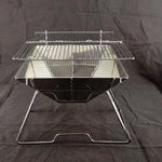 Liftable Barbecue Grill Camping Stainless Steel Folding Barbecue Grill Wood Charcoal Grill, 31x31x21cm