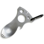 Cuillère multifonctionnelle de camping en plein air, couverts en acier inoxydable, vaisselle portable pour pique-nique, fourchette et cuillère, gris clair, noir
