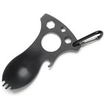 Cuillère multifonctionnelle de camping en plein air, couverts en acier inoxydable, vaisselle portable pour pique-nique, fourchette et cuillère, gris clair, noir