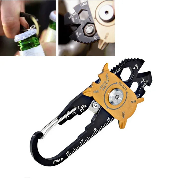 Clé à molette et tournevis multifonction 20 en 1 en acier inoxydable, roulette créative, outil combiné multifonctionnel de survie en extérieur, 20 en 1
