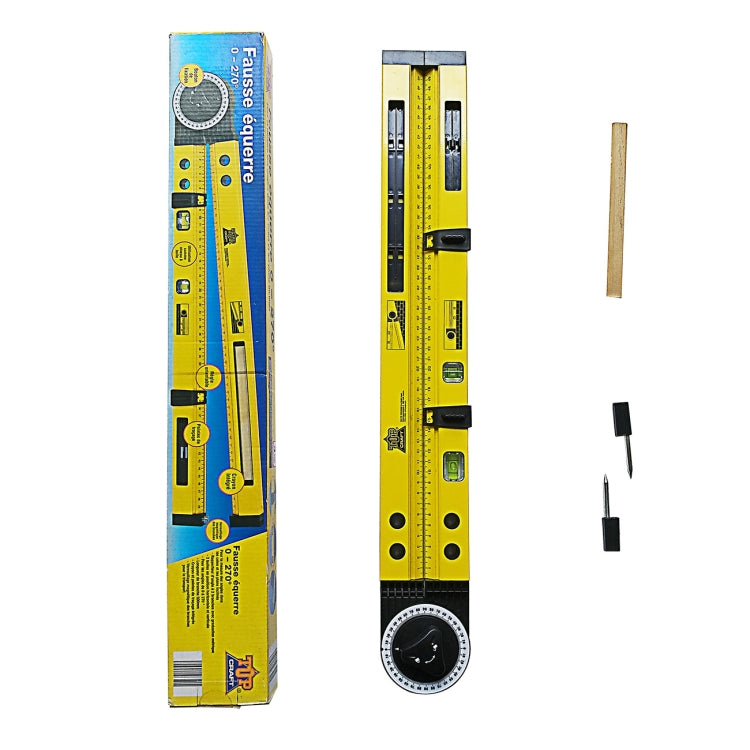 Jauge de ligne multifonction 0-270 degrés Compas de traçage pour travail du bois Mesure d'inclinaison Mètre d'angle 0-270 degrés