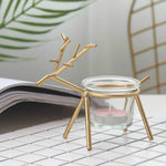 Bougeoir Cerf en Fer Forgé Décoration d'Ambiance de Bureau à Domicile, Noir, Or