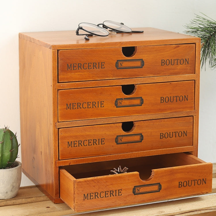 Meuble de rangement de bureau en bois rétro, un tiroir, quatre tiroirs