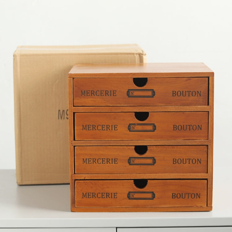 Meuble de rangement de bureau en bois rétro, un tiroir, quatre tiroirs