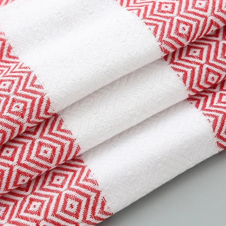 Serviette de Bain en Coton Rayée avec Franges Fine pour Voyage Camping Bain Sauna Plage Gym Piscine, Absorbante et Facile d'Entretien