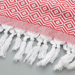 Serviette de Bain en Coton Rayée avec Franges Fine pour Voyage Camping Bain Sauna Plage Gym Piscine, Absorbante et Facile d'Entretien