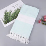 Serviette de Bain en Coton Rayée avec Franges Fine pour Voyage Camping Bain Sauna Plage Gym Piscine, Absorbante et Facile d'Entretien