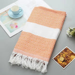 Serviette de Bain en Coton Rayée avec Franges Fine pour Voyage Camping Bain Sauna Plage Gym Piscine, Absorbante et Facile d'Entretien