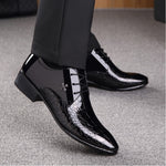 Chaussures homme en cuir à texture crocodile brillante à bout pointu, tailles 38, 39, 40, 41, 42, 43, 44, 45