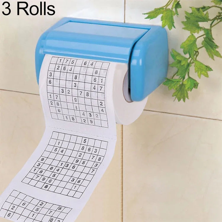 3 Rouleaux de papier toilette créatif Sudoku, papier tissu facial, 3 rouleaux