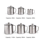 5 pièces Coupe pour enfants en acier inoxydable 304 extra épais avec poignée et couvercle, Coupe à eau potable pour adultes, 7cm sans couvercle, 8cm avec couvercle, 9cm avec couvercle, 10cm avec couvercle, 11cm avec couvercle, 12cm avec couvercle