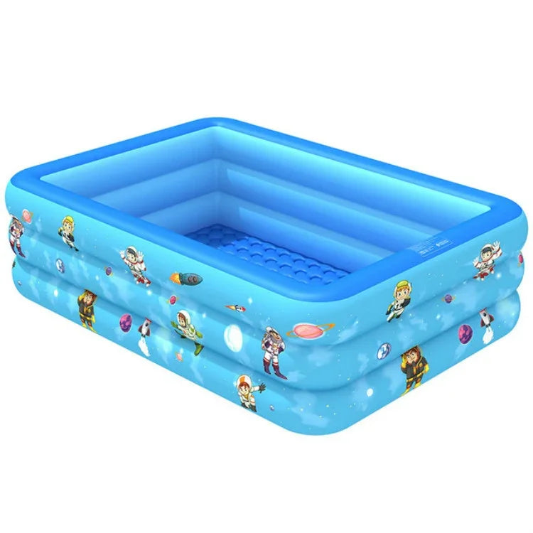 Piscine gonflable carrée pour bébé motif aérospatial, usage intérieur et extérieur, 120 x 85 x 35cm