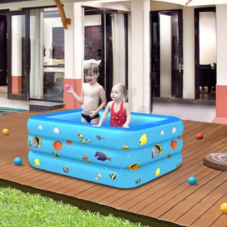 Piscine gonflable carrée pour bébé motif aérospatial, usage intérieur et extérieur, 120 x 85 x 35cm
