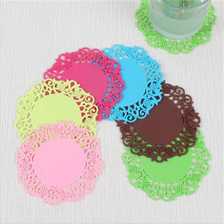 10 Dessous de Verre en Silicone Fleur en Dentelle Tapis de Tasse Antidérapant Isolation Coussin de Tasse Support pour Boissons Chaudes