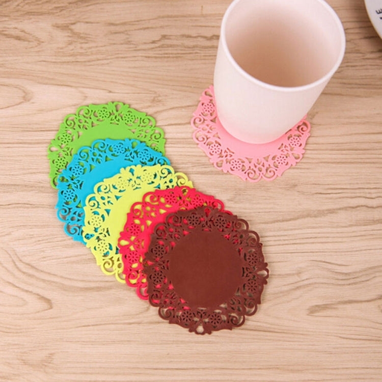 10 Dessous de Verre en Silicone Fleur en Dentelle Tapis de Tasse Antidérapant Isolation Coussin de Tasse Support pour Boissons Chaudes