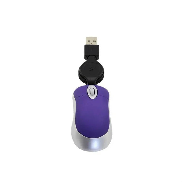 Mini souris d'ordinateur, câble USB rétractable, optique, ergonomique, 1600 DPI, petite souris portable pour ordinateur portable