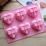 Moule en silicone en forme de cœur 6 en 1 pour la cuisson de gâteaux mousse, moules en silicone DIY, 6 en 1 en forme de cœur