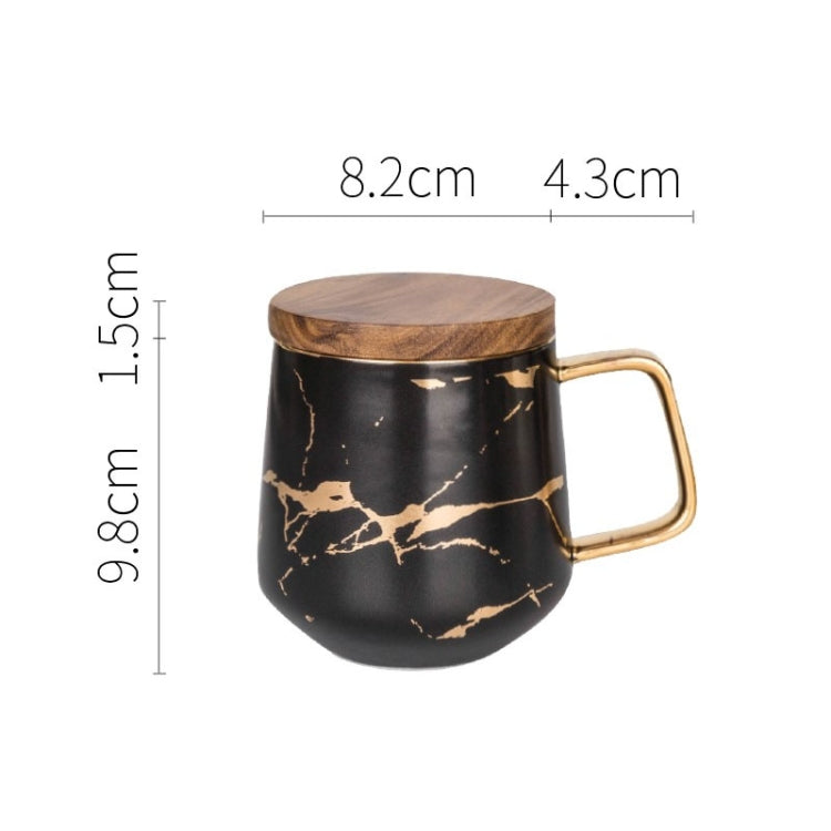 Tasse à café en céramique Marble Matte Gold Series avec couvercle ou plateau en bois
