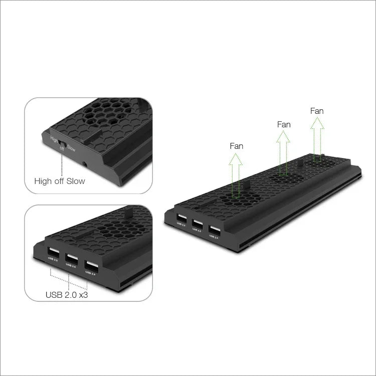 Support vertical de refroidissement DOBE TYX-1768 avec dissipateur thermique et ventilateur intégré pour console de jeux Xbox One X, TYX-1768