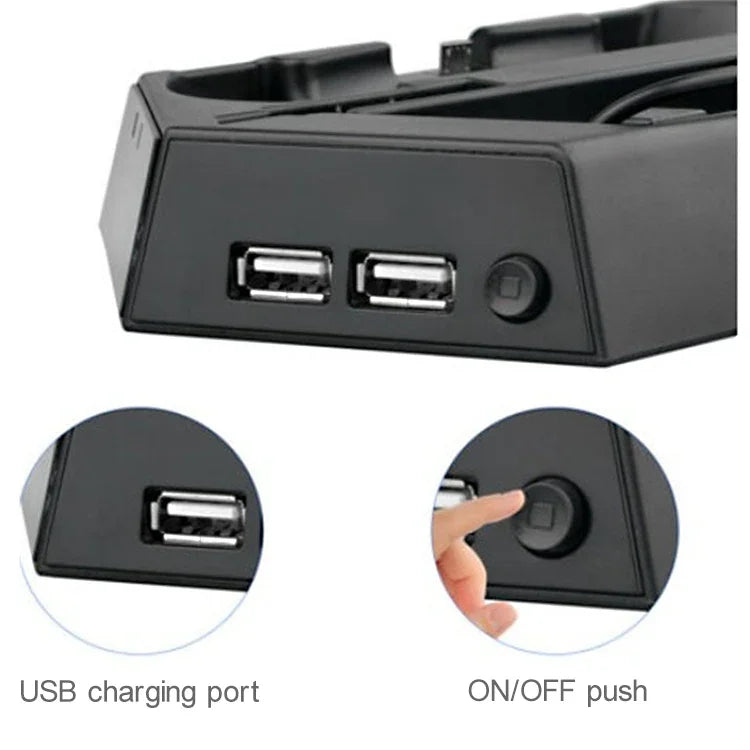 Support de refroidissement multifonction KJH PSLIM-03, support ultra-fin avec ventilateur et chargeur pour console PS4 / SLIM, PSLIM-03