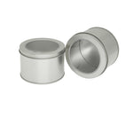 Boîte en Fer Blanc Couvercle Supérieur Rond Profond avec Fenêtre Transparente pour Alimentation, Thé, Gâteau (9cm x 9cm x 6cm)