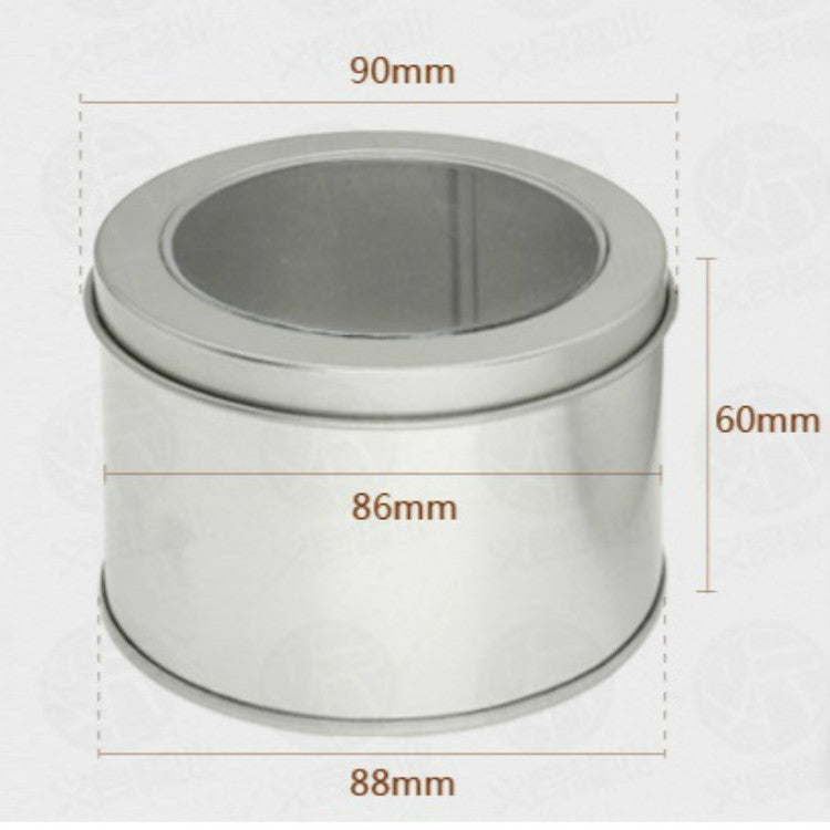 Boîte en Fer Blanc Couvercle Supérieur Rond Profond avec Fenêtre Transparente pour Alimentation, Thé, Gâteau (9cm x 9cm x 6cm)