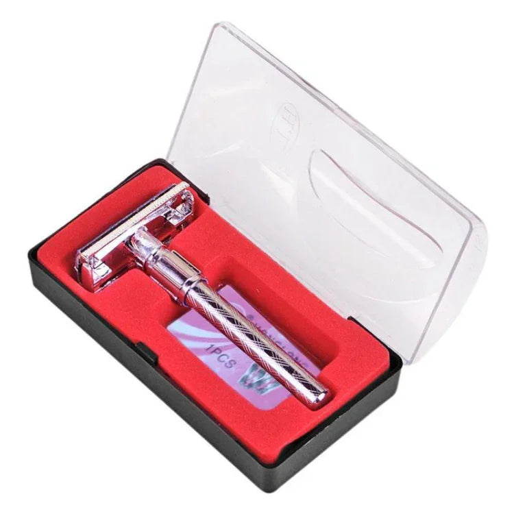Rasoir de sécurité réglable classique en acier inoxydable pour hommes à double tranchant