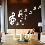 Autocollant mural 3D notes de musique en acrylique, décoration d'intérieur, salon, art de décoration murale, autocollants muraux DIY