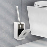 MENGNI Suction Wall Long Handle Toilet Brush Storage Box Bathroom Cleaning Kit