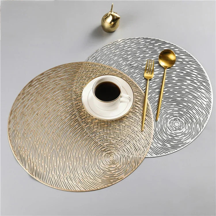 2 PCS Sets de Table Ronds à Motifs Creux en PVC pour Sous-tasse de Café