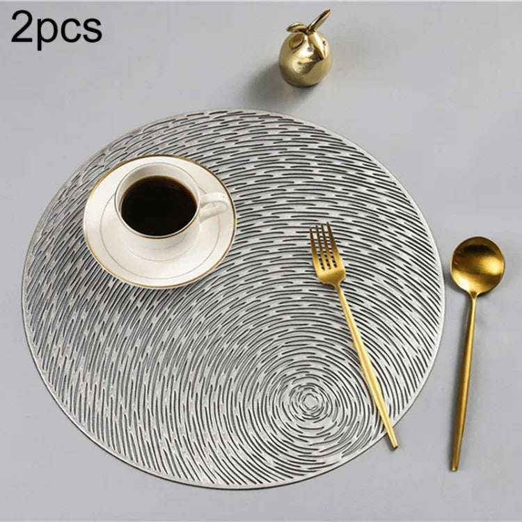 2 PCS Sets de Table Ronds à Motifs Creux en PVC pour Sous-tasse de Café