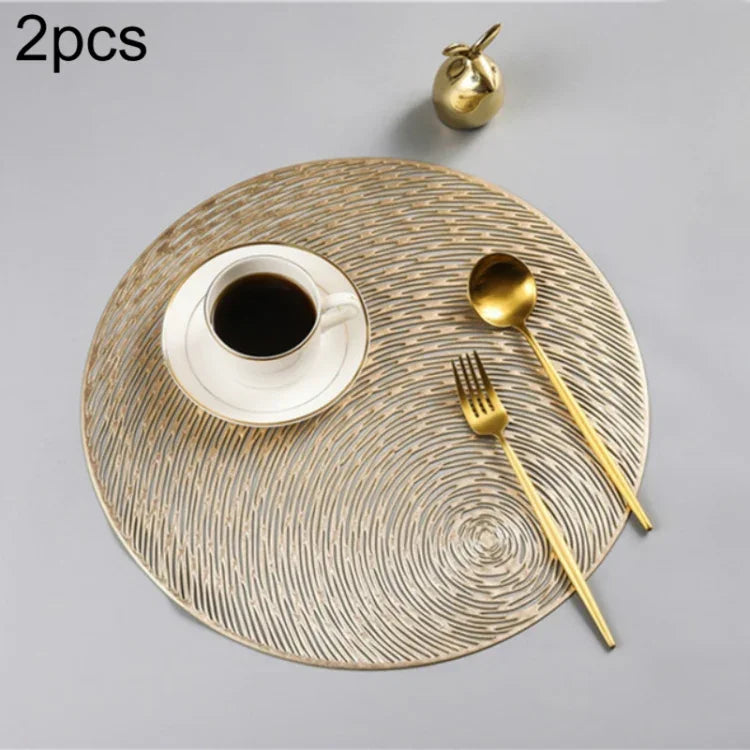2 PCS Sets de Table Ronds à Motifs Creux en PVC pour Sous-tasse de Café