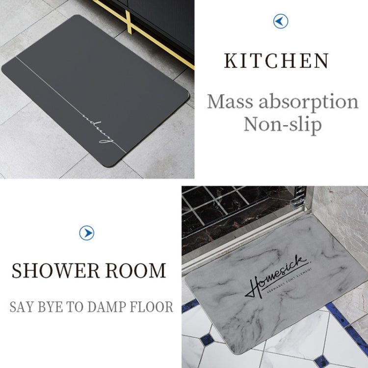 Tapis de salle de bain à séchage rapide, antidérapant et absorbant en terre de diatomées, 60 x 40 cm