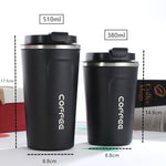 Mug à café double paroi en acier inoxydable 304 Smart Version, mug isotherme de voyage pour voiture, 380 ml blanc, 380 ml noir, 380 ml vert, 380 ml bleu, 380 ml rose, 510 ml blanc, 510 ml noir, 510 ml vert, 510 ml bleu, 510 ml rose