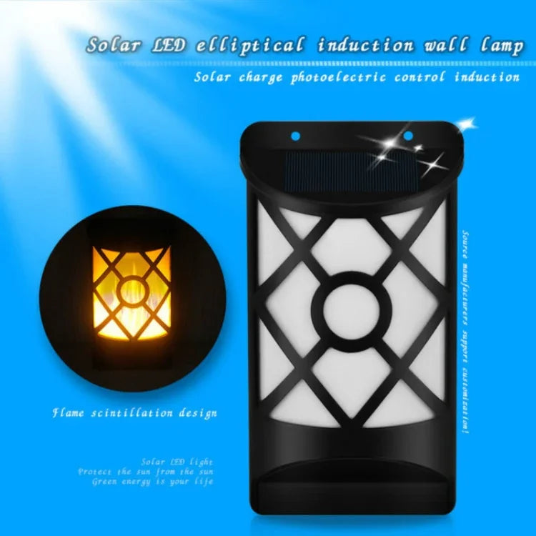 Lampe murale de jardin solaire flamme, projecteur d'extérieur, lampe d'induction pour pelouse et paysage urbain, 66 LED