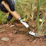 Arrache-mauvaises herbes en acier inoxydable épais avec manche en bois, arrache-racines avec manche en bois